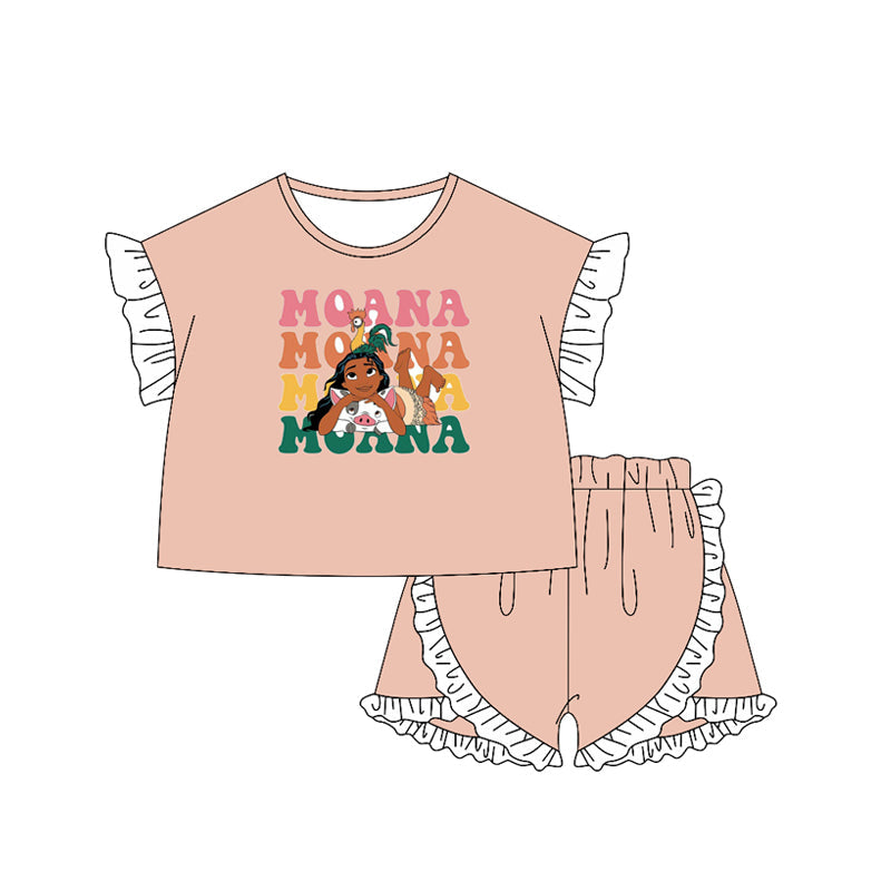 Preorder Baby Girl Kids Short Sleeves Shirt Ruffle Shorts Clothes Princess Set ( Moq 5 )