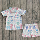 Baby Girl Short Sleeves Colorful Bows Buttons Shirt Shorts Pajamas Set RTS