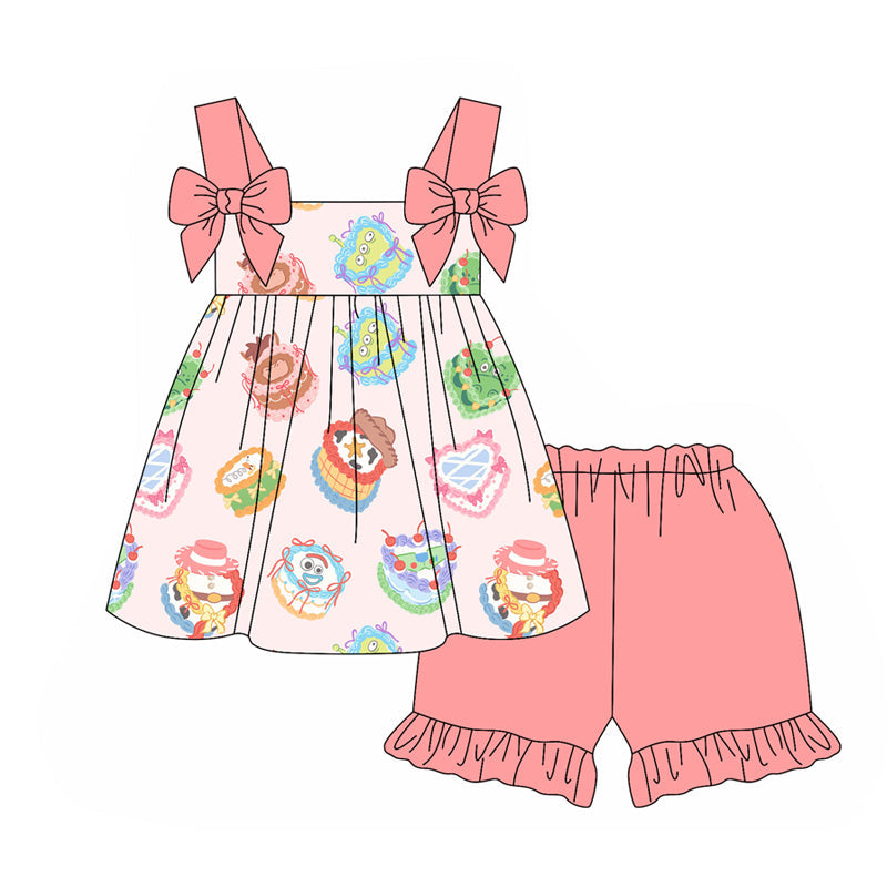 Preorder Baby Girl Toys Cakes Bows Tunic Ruffle Shorts Birthday Set ( Moq 5 )