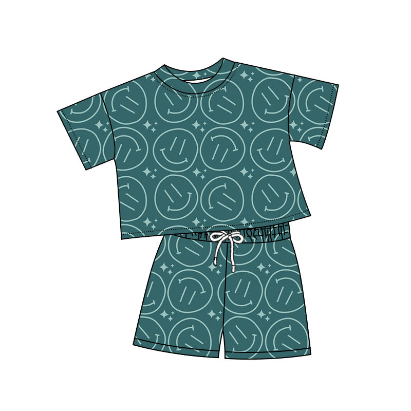 Preorder Baby Boy Short Sleeves Smile Shirt Shorts Clothes Set ( Moq 5 )