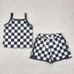 Baby Girl Toddler Straps Checked Tops Shorts Sibling Set Clothes RTS