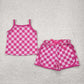 Baby Girl Toddler Straps Checked Tops Shorts Sibling Set Clothes RTS