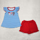 Baby Girl Toddler Embroidery Baseball Summer Shorts Sibling Set Clothes RTS