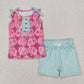 Baby Girl Toddler Sleeveless Flower Buttons Shirt Shorts Sibling Set RTS