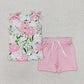 Baby Girl Toddler Sleeveless Flower Buttons Shirt Shorts Sibling Set RTS
