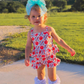 Preorder Baby Girl Strap Smiles Plaid Tunic Ruffle Short Summer Set ( Moq 5 )
