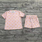 Baby Girl Toddler Short Sleeves Flower Checked Shirt Shorts Clothes Set RTS