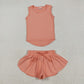 Baby Girl Sleeveless Vests Tops Yoga Active Ruffle Shorts Set Sibling Kids Wear RTS