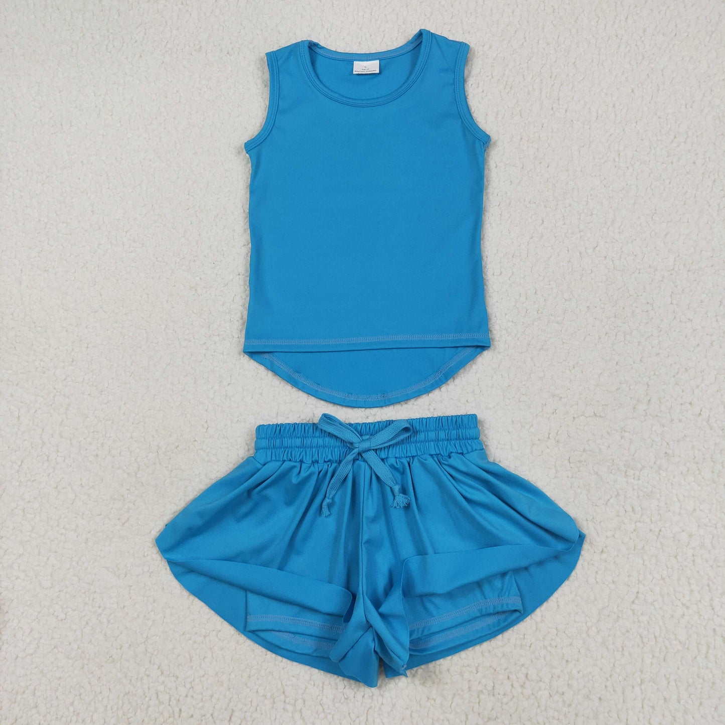 9 Colors Tank Top Shorts Girls Summer Yoga Clothes Set Sisters Wear
