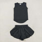 Baby Girl Sleeveless Vests Tops Yoga Active Ruffle Shorts Set Sibling Kids Wear RTS