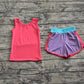 Baby Girl Sleeveless Pink Shirt Pockets Shorts Yoga Active Wear Set RTS