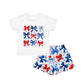 Baby Girl Short Sleeves Bows Stars Shirt Shorts 4th Of July Set RTS