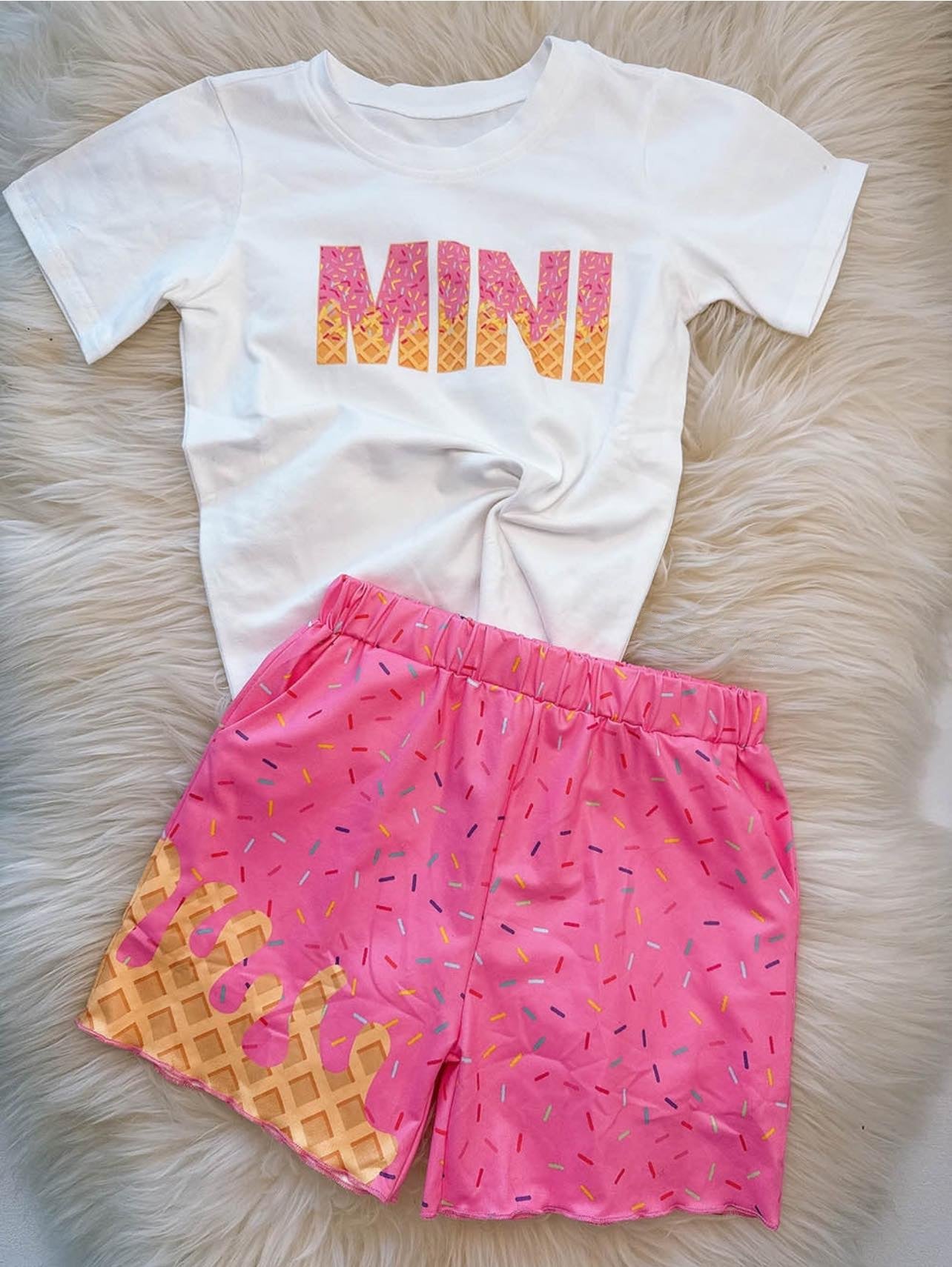 Preorder Baby Girl Short Sleeves Mini Shirt Team Pockets Shorts Set  ( Moq 5 )