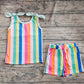 Baby Girl Straps Colorful Strips Shirt Pockets Shorts RTS