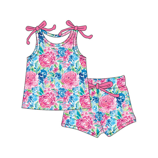 Preorder Baby Girl Sleeveless Flower Tops Shorts Set ( Moq 5 )