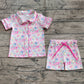 Baby Girl Short Sleeves Colorful Butterfly Buttons Shirt Shorts Pajamas Set RTS