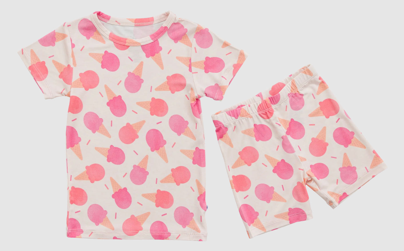 Preorder Baby Girl Short Sleeves Ice Cream Shirt Shorts Pajamas Set ( Moq 5 )