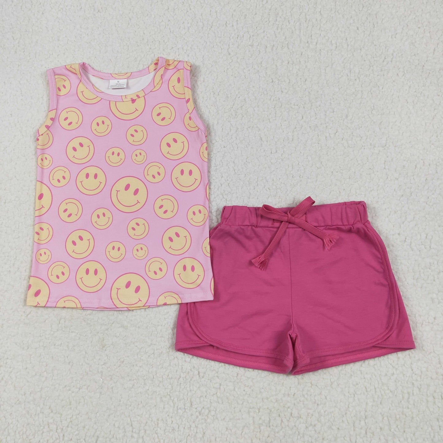 Baby Girl Sleeveless Smile Sibling Pink Jumpsuit Set Sibling Summer Pink Clothes RTS