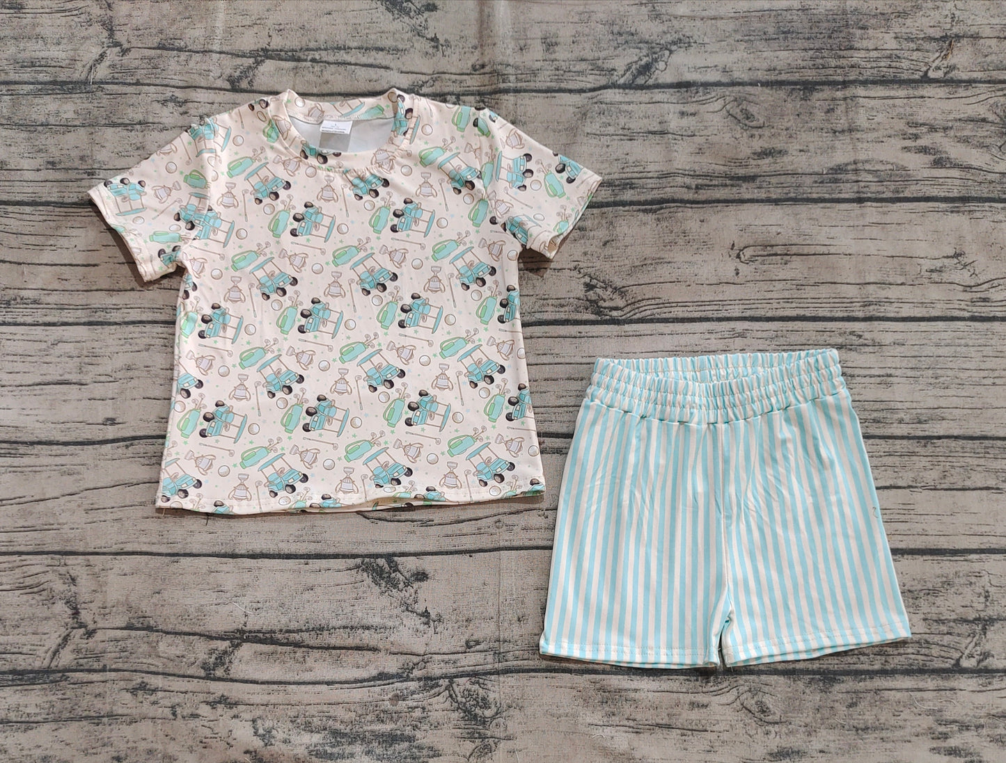 Baby Girl Short Sleeves Golf Tops Stripes Shorts Pajamas Set RTS
