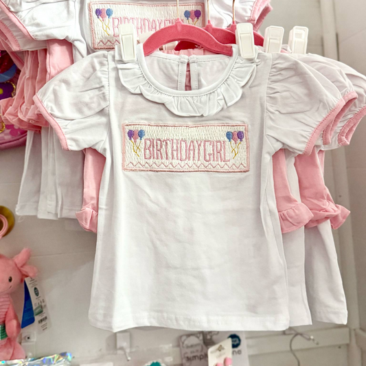 ( Moq 5 ) Preorder Baby Girl Short Sleeves Birthday Shirt Pink Shorts Set