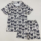 Baby Girl Adult Women Short Sleeves Black Bows Sibling Mommy and Me Family Pajamas Set