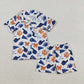 Sibling Girls Kids Shot Sleeves Football Stars Bows Cheer Buttons Shirt Short Pajamas Team Set RTS