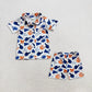 Girls Kids Navy Football Stars Bows Cheer Sibling Team Yoga Active Skort Set Pajamas Outfit RTS