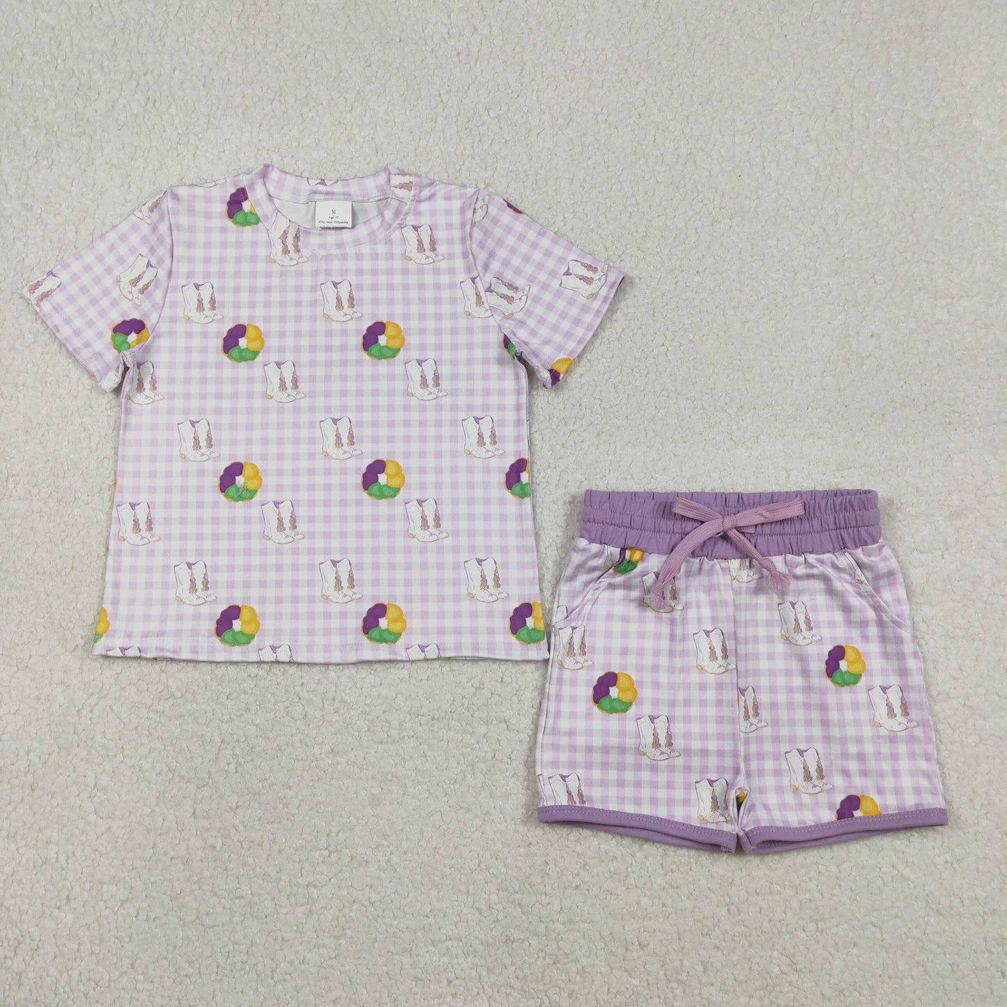 Sibling Baby Girls Kids Donuts Boots Mardi Gras Zipper Romper Dress Set RTS