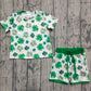 Baby Kids Short Sleeves Clovers Shirt Pockets Shorts St Patrick Green Set RTS