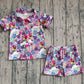 Baby Girls Leopard Tigers Music Character Pocket Buttons Shirt Shorts Pajamas Set RTS