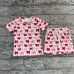Baby Girls Kids Short Sleeves Heats  Shirt Pockets Shorts Valentine Set RTS