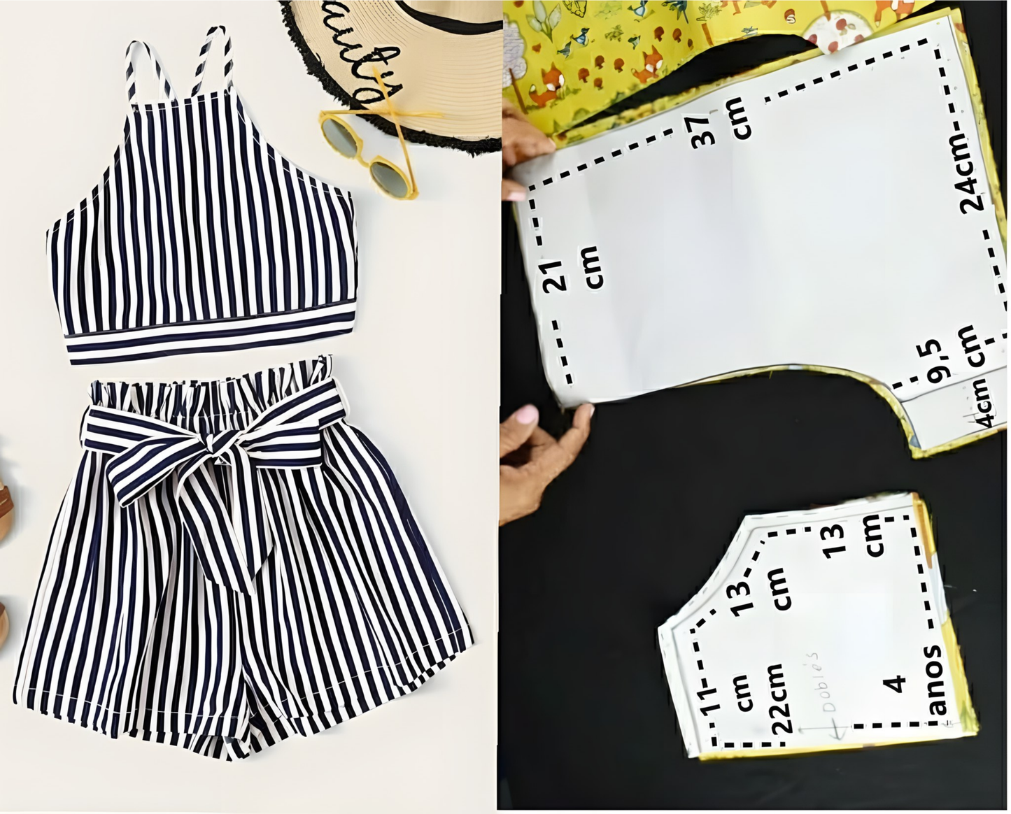 ( Moq 5 ) Preorder Baby Girls Straps Black Stripes Tops Shorts Clothes Set