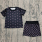 Baby Girls Kids Short Sleeves Stars Tops Checked Shorts Clothes Summer Set RTS