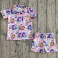 Baby Girls Kids Short Sleeves Singer Buttons Pocket Shirt Shorts Pajamas Set RTS