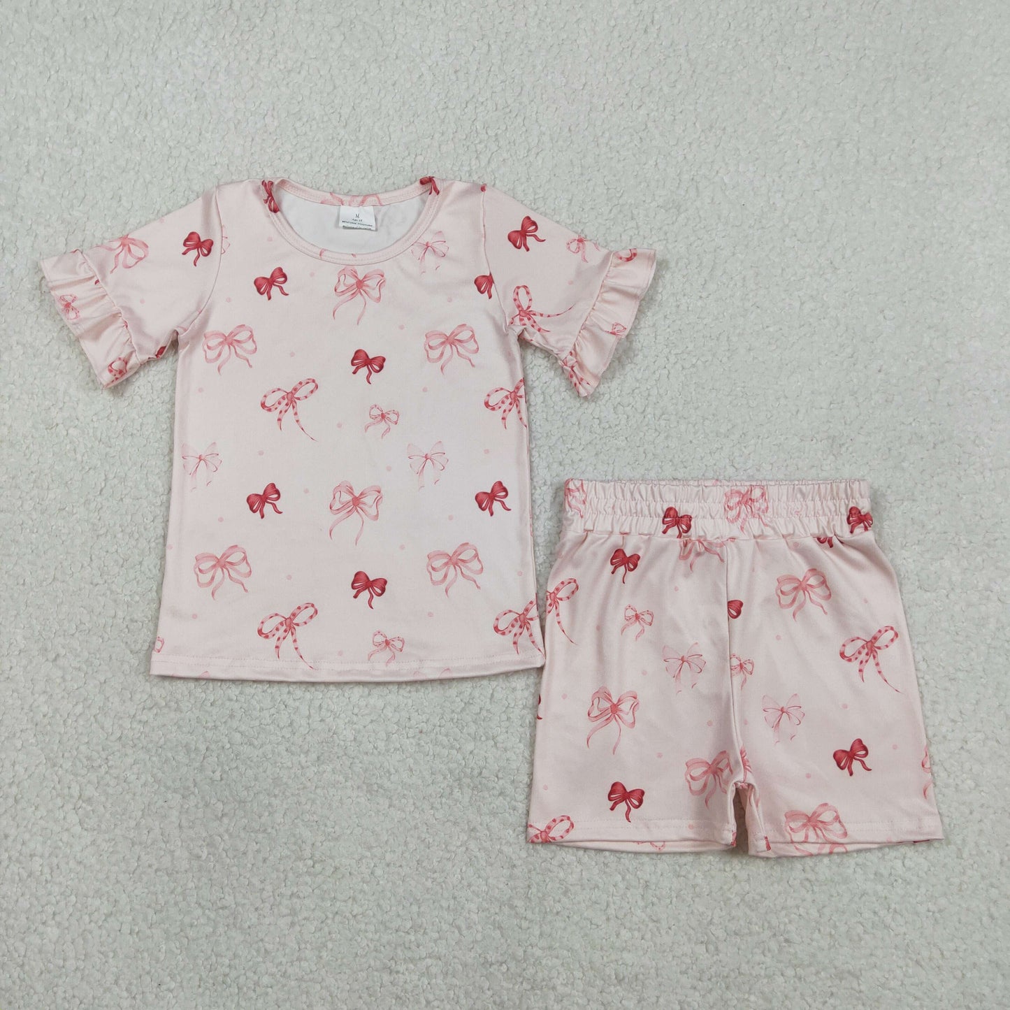 Sibling Baby Girls Kids Short Sleeves Flower Bows Shirts Shorts Sets Pajamas Clothes RTS