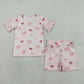 Sibling Baby Girls Kids Short Sleeves Flower Bows Goose Shirts Shorts Sets Pajamas Clothes RTS