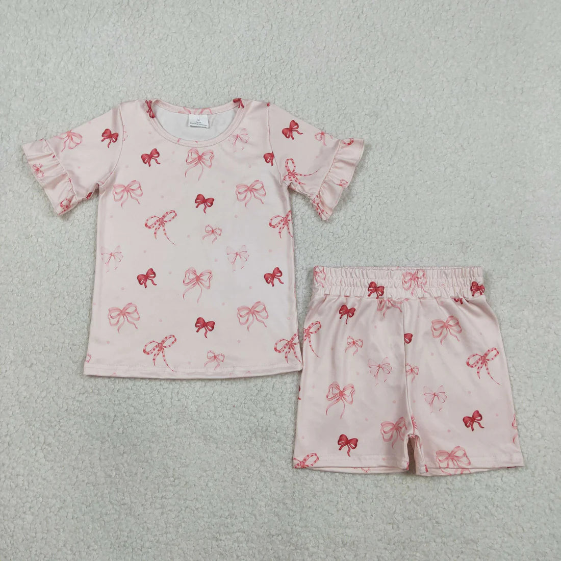 Sibling Baby Girls Kids Short Sleeves Flower Bows Goose Shirts Shorts Sets Pajamas Clothes RTS