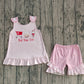 Baby Girls Sleeveless Hamburgers Tops Stripes Ruffle Shorts Clothes Pink Set RTS