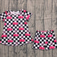 Baby Boys Toddler Short Sleeves Cherry Black Checked Tops Shorts Summer Set RTS