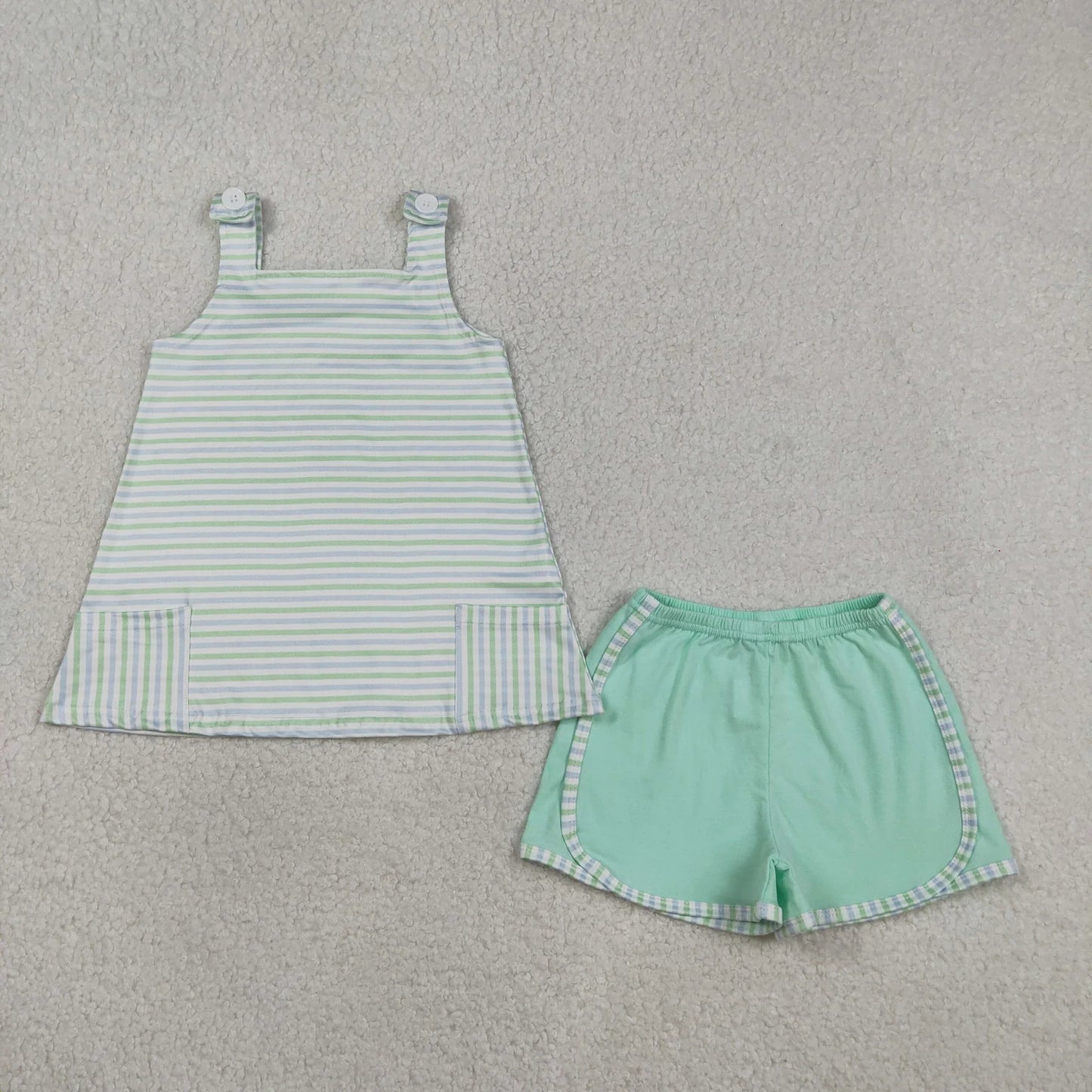 Sibling Baby Girls Sleeveless Stripes Tops Shorts Set Romper Summer Clothes RTS