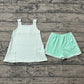 Baby Girls Kids Sleeveless Stripes Pockets Tops Green Shorts Clothes Set RTS