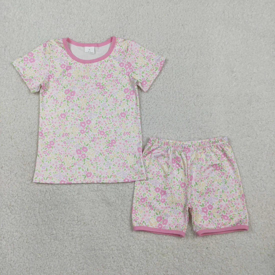 Sibling Baby Girls Kids Short Sleeves Flower Bows Goose Shirts Shorts Sets Pajamas Clothes RTS