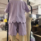 Baby Girls Short Sleeves Purple Shirt Scallop Shorts Summer Clothes Set RTS