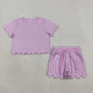 Sibling Baby Girls Kids Short Sleeves Shirts Scallop Shorts Sets Summer Clothes RTS