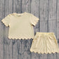 Baby Girls Short Sleeves Yellow Shirt Scallop Shorts Girls Summer Clothes Cotton Set RTS