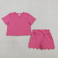 Sibling Baby Girls Kids Short Sleeves Shirts Scallop Shorts Sets Summer Clothes RTS