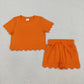 Sibling Baby Girls Kids Short Sleeves Shirts Scallop Shorts Sets Summer Clothes RTS
