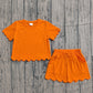 Baby Girls Short Sleeves Orange Shirt Scallop Shorts Girls Summer Clothes Set RTS