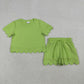 Sibling Baby Girls Kids Short Sleeves Shirts Scallop Shorts Sets Summer Cotton Clothes RTS