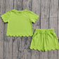 Baby Girls Short Sleeves Green Shirt Scallop Shorts Girls Summer Clothes Set
